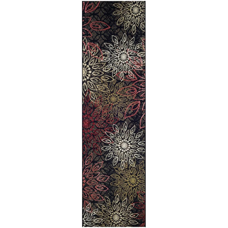 Dream Decor Rugs Gelato Salerno Black Multi Indoor Outdoor Area Rug - 2'3" x 7'10" Runner