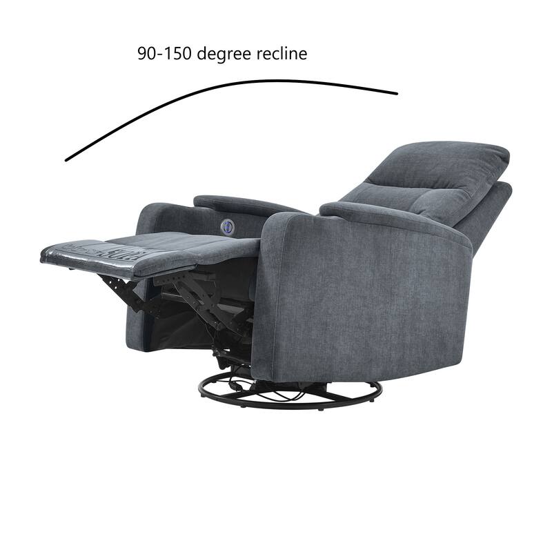 Swivel Rocking Recliner Sofa Chair With USB Charge Port & Cup Holder