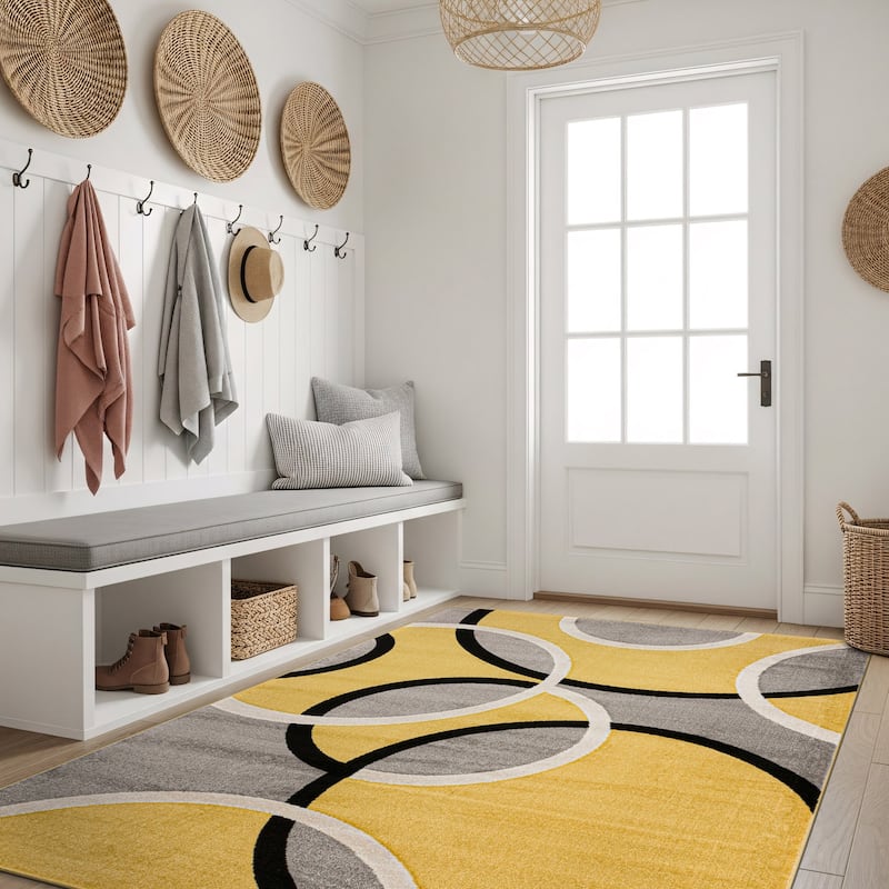 World Rug Gallery Modern Abstract Circles Area Rug