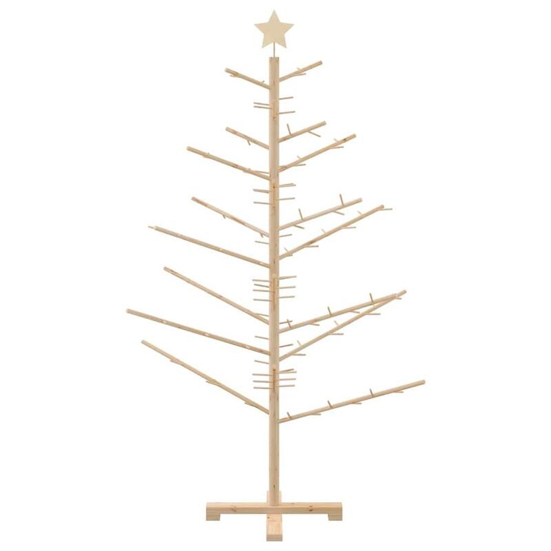 vidaXL Wooden Christmas Tree with Stand Natural/Brown Solid pine wood