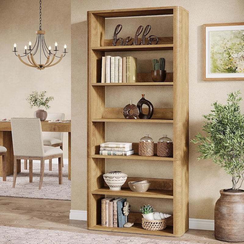 70.9" Tall 6-Tier Open Bookcase Library Bookshelf with Storage Shelves - 31.5"W × 11.8"D × 70.9"H
