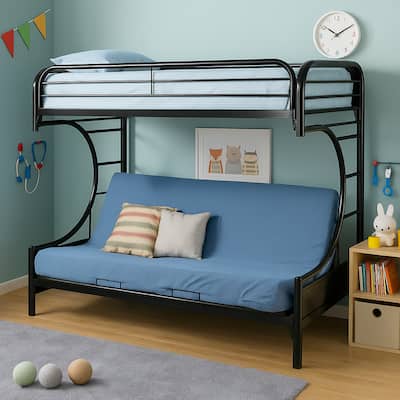 Casual Style Twin Over Futon Bunk Bed, Black