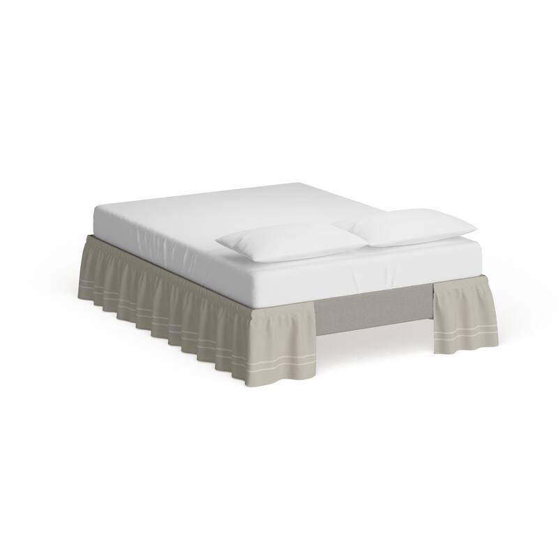 Copper Grove Barron River Easy Fit Adjustable Baratta Stitch Embroidered 18-inch Drop Bed Skirt