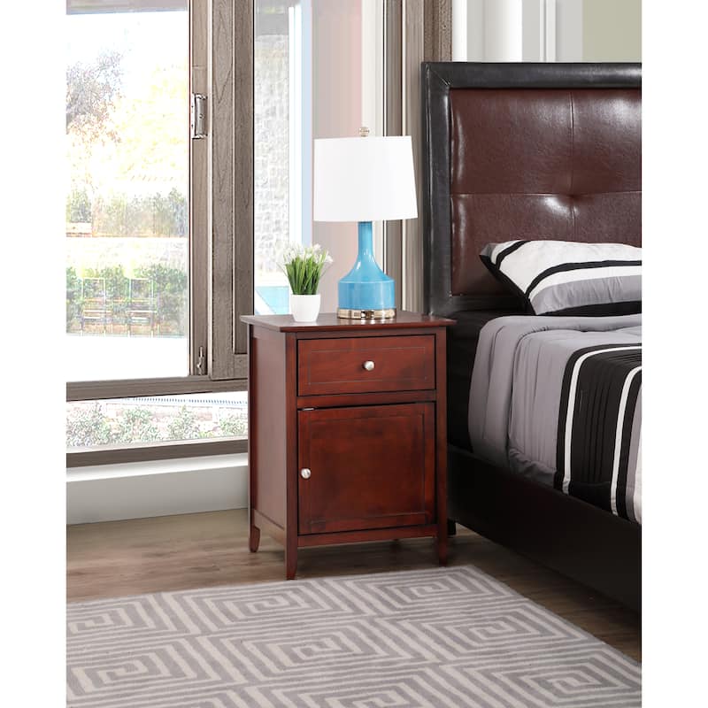 Modern 19-in Metal Hand Holder Single-Drawer Wood Nightstand with Cabinet