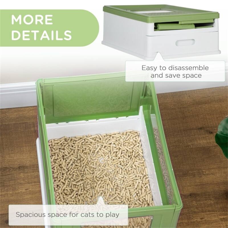 Fully Enclosed Cat Litter Box with Push Doors, Pull-Out Tray, and Litter Scoop for Easy Cleanup - 18.75" L x 14" W x 14.5" H