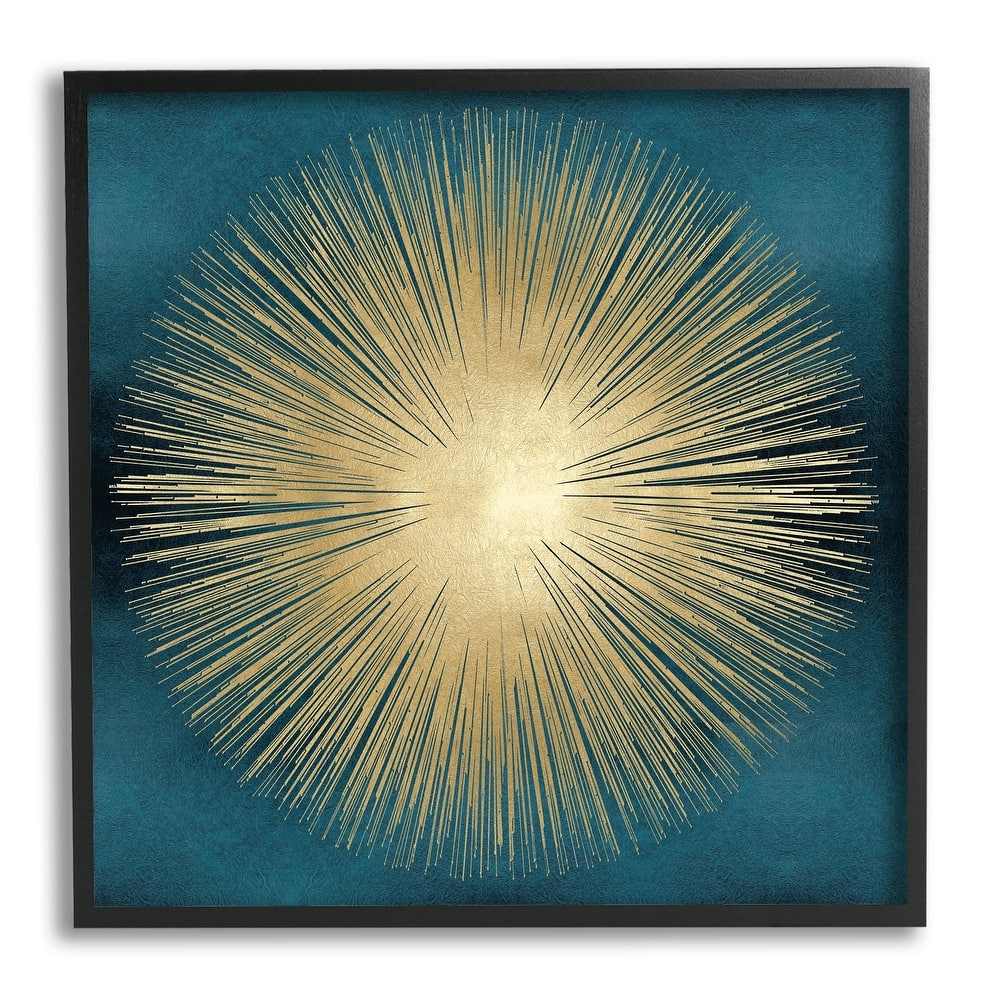 Stupell Abstract Deco Sunburst Shape Over Dark Blue Framed Wall Art