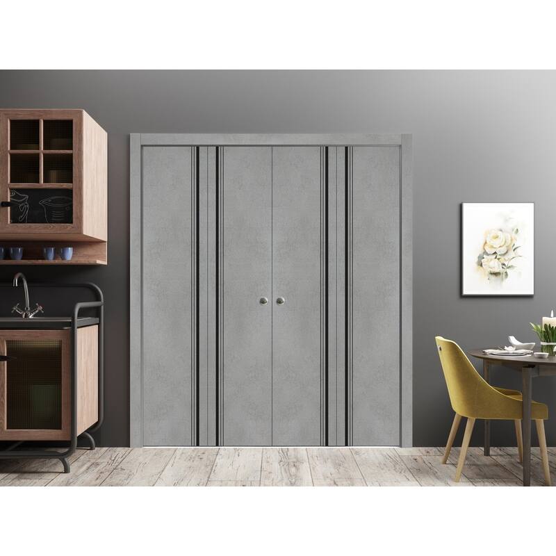 Double Bi-fold Doors Planum 0011 Concrete with Sturdy Tracks