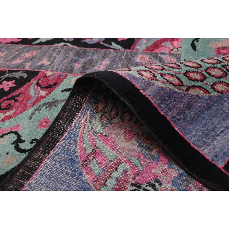 ECARPETGALLERY Hand-knotted Signature Collection Black, Burgundy Wool Rug - 7'10 x 9'11