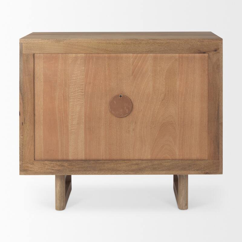 Grier Light Brown Solid Wood w/ Cane Doors Accent Cabinet