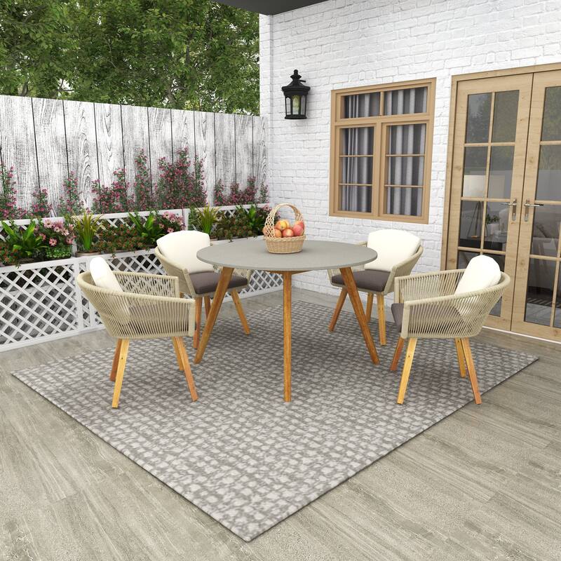 Gray Concrete Resin Modern Outdoor Dining and Accent Table Collection