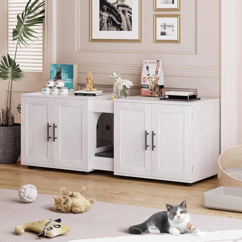 Intimate Double-Room Cat Litter Cabinet Furniture