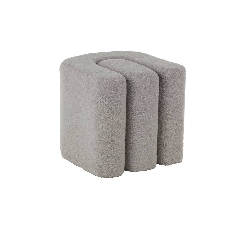 White, Gray or Copper Polyester W-Shaped Room Ottoman