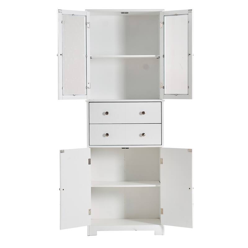 Kitchen Pantry Cabinet with Drawer, Doors & Shelves, Large Capacity Pantry Storage Cabinet, Freestanding Kitchen Cupboards