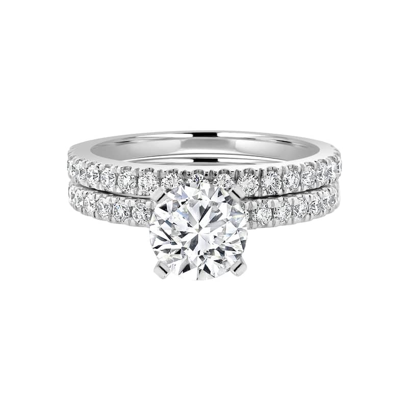 Auriya 14k-White Gold Lab Grown Round Diamond Bridal-Ring-Set 1.45 ct. tw. (E-F VS) - 6.5