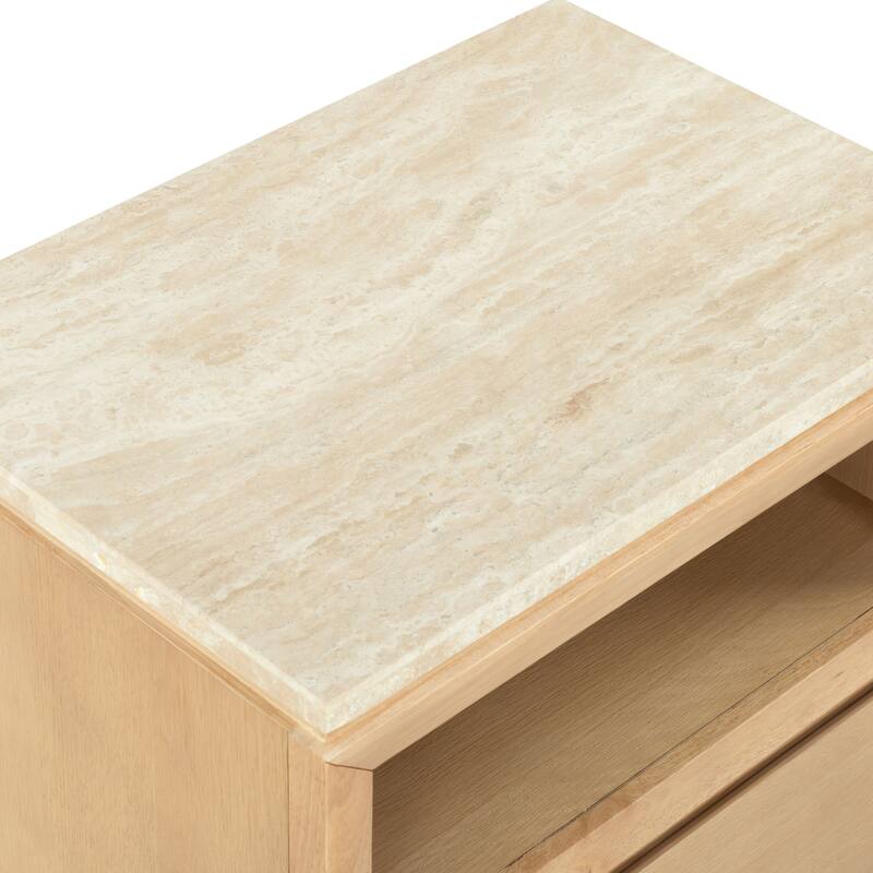 SAFAVIEH Couture Alaura Travertine Top Nightstand