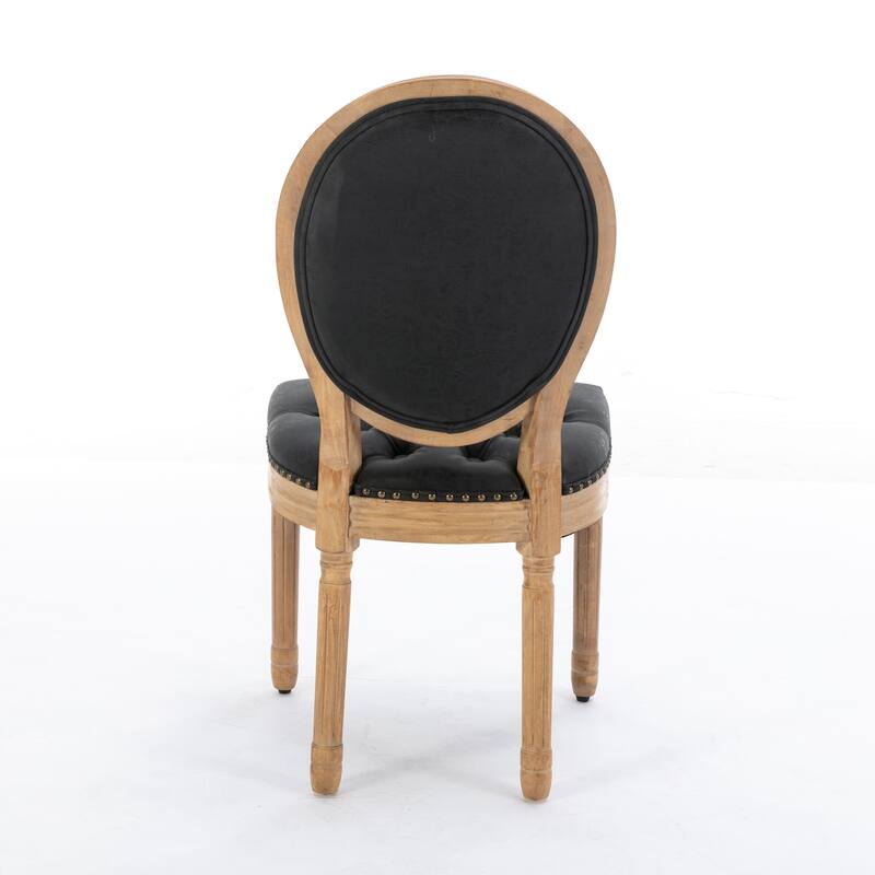 Dining Chairs Set of 2, Solid Wood Frame Kitchen Chairs, PU Artificial Leather Dining Chair with Nailhead Trim & Wood Legs