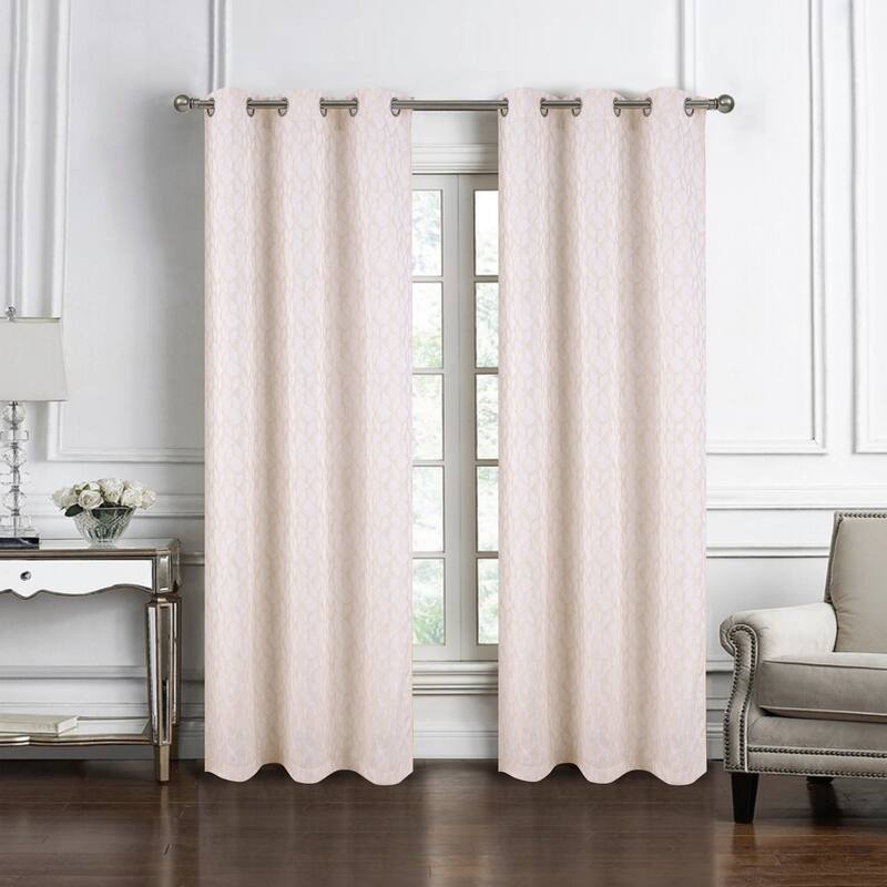 Cubix Woven Jacquard Window Curtain with Grommets 84" - Beige