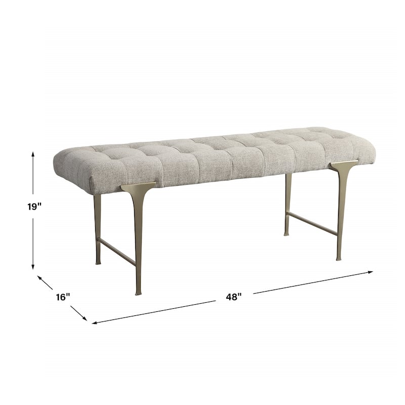 Uttermost Imperial Upholstered Gray Bench - 48 W X 19 H X 16 D (in)