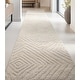 preview thumbnail 1 of 4, Custom Size Runner Harlow Relajo Modern Solid Striped Soft Stair Rug 2' 1" x 2' 3" - Ivory - Rectangle