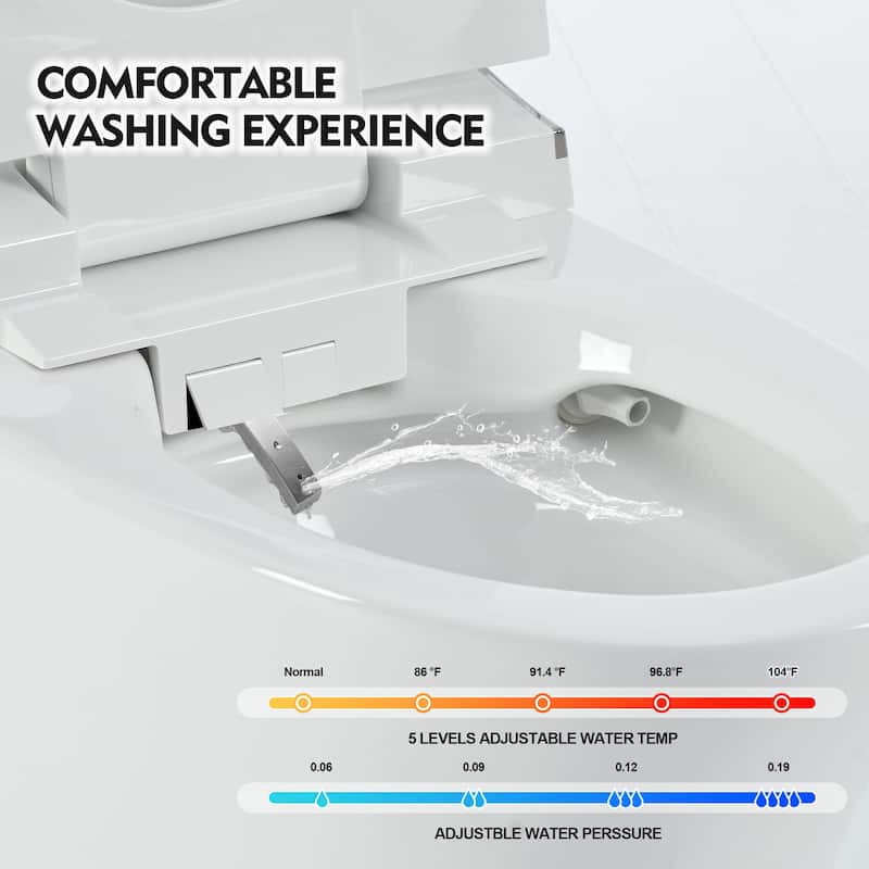 SUPERIO Smart Toilet with Dryer and warm water, Elongated Bidet Toilet with Heated Seat, with Remote Control - White