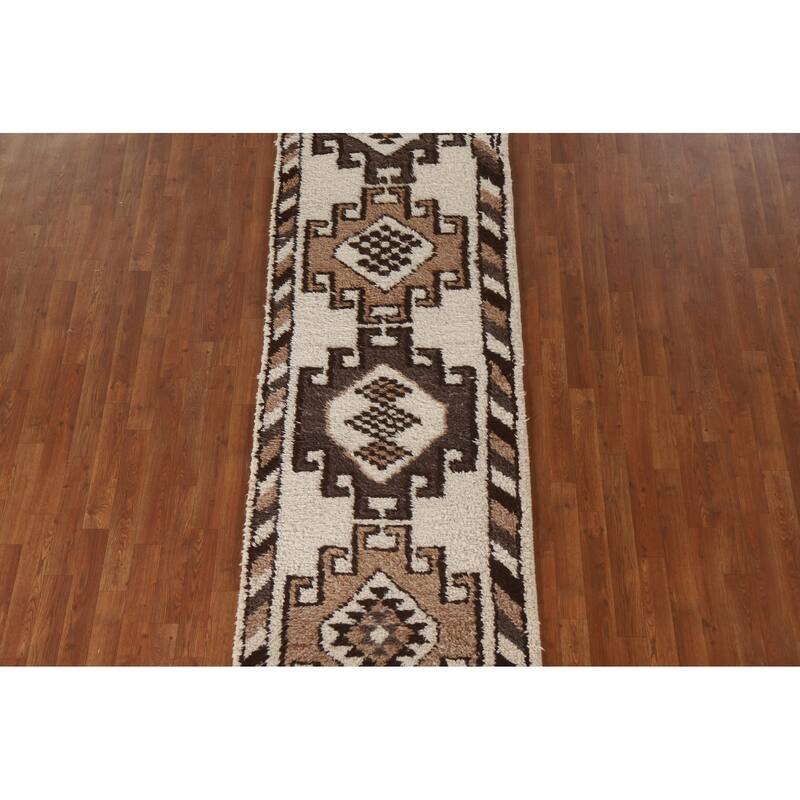 Plush Anatolian Natural Dye Runner Rug Hand-knotted Wool Carpet - 2'11"x 10'11"