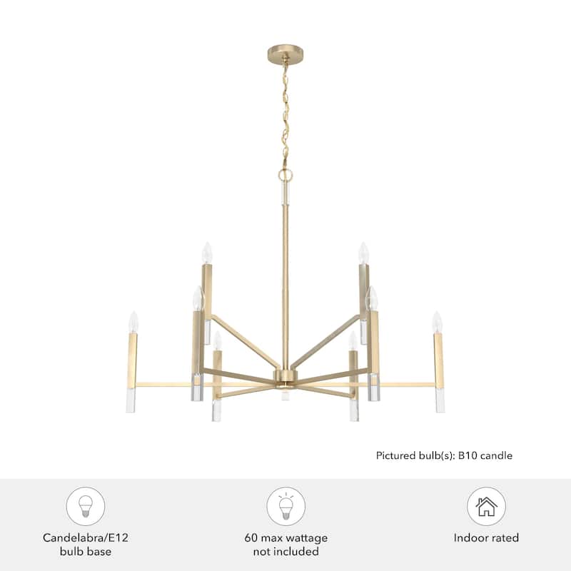 Hunter Sunjai 9-Light 2-Tier Chandelier - Entry, Dining Room, Living Room - Candle, Geometric, Contemporary, Glam