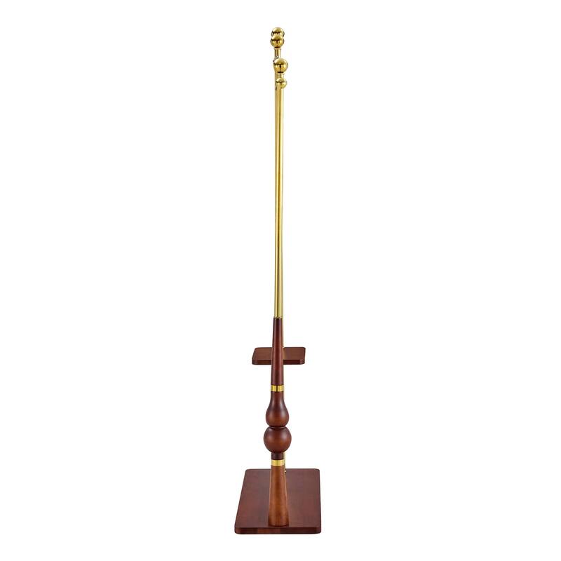 70"H Double Layer Stainless Steel Coat Rack with Wood Grain