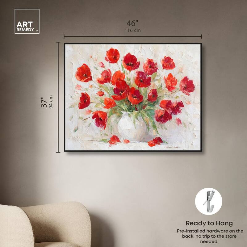 Red Blooms in a Vase Canvas by Art Remedy