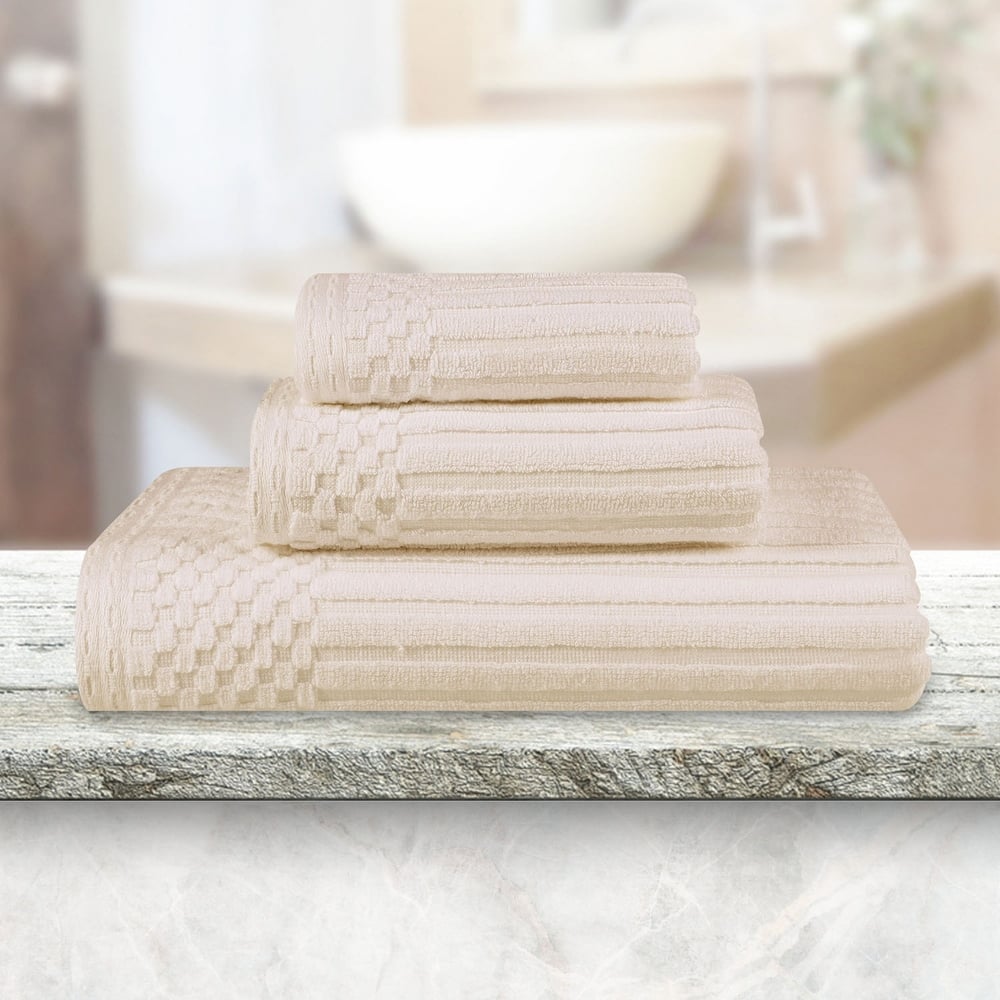 Superior Soho Ribbed Cotton 3-Piece Assorted Towel Set