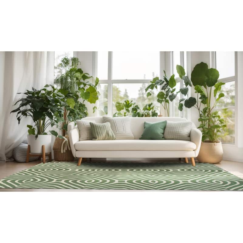 Home Decor Hand-Tufted Wool Light Green Transitional Modern Stripes Rug Stylish and Comfortable Area Rug for Enhancing