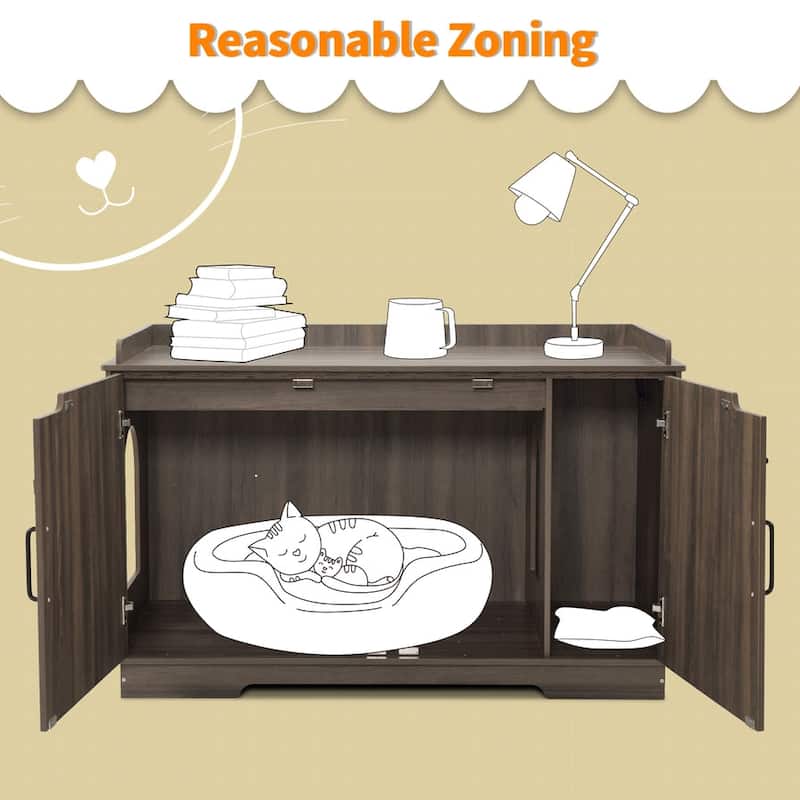 MCombo X-Large Cat Litter Box Furniture Hidden with Top Opening & Divider, Particle Board, CT37
