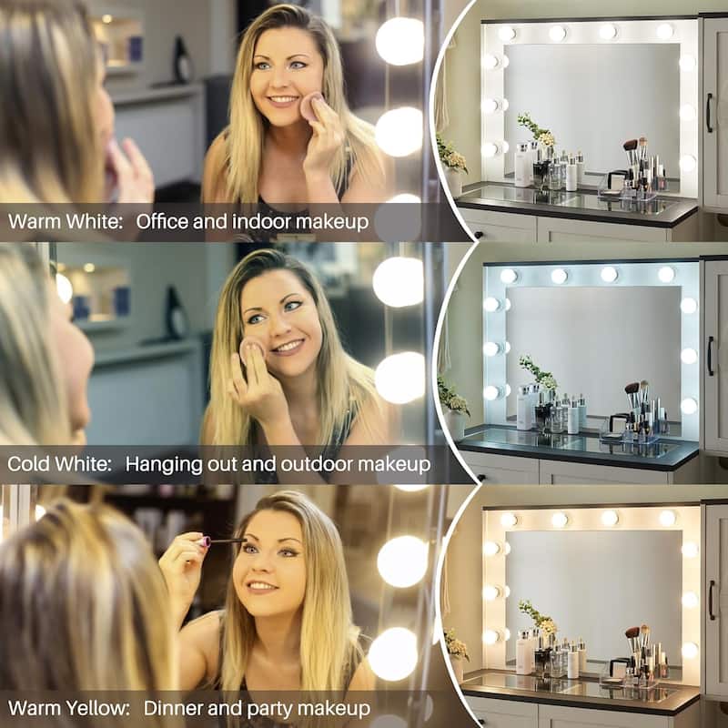 Farmhouse Vanity Makeup Desk with Charging Station, Makeup Table Set