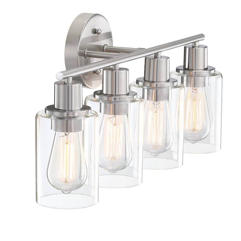 4-Light Clear Glass Shade Dimmable Bathroom Vanity Lights Wall Sconces