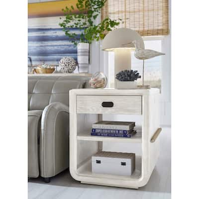 Magnussen Home Sunset Cove Moonlight Pearl Chairside End Table - 22''W x 26''D x 26''H