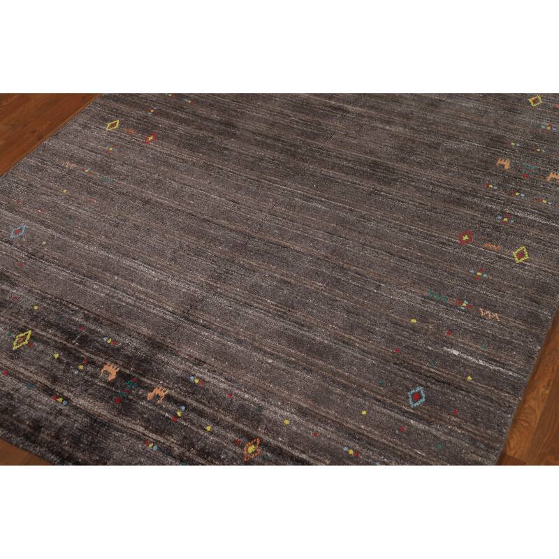 Hand Knotted Oriental 100% Wool Carpet Tribal Tribal Brown Gabbeh Area Rug - 8' 0'' X 4' 9''