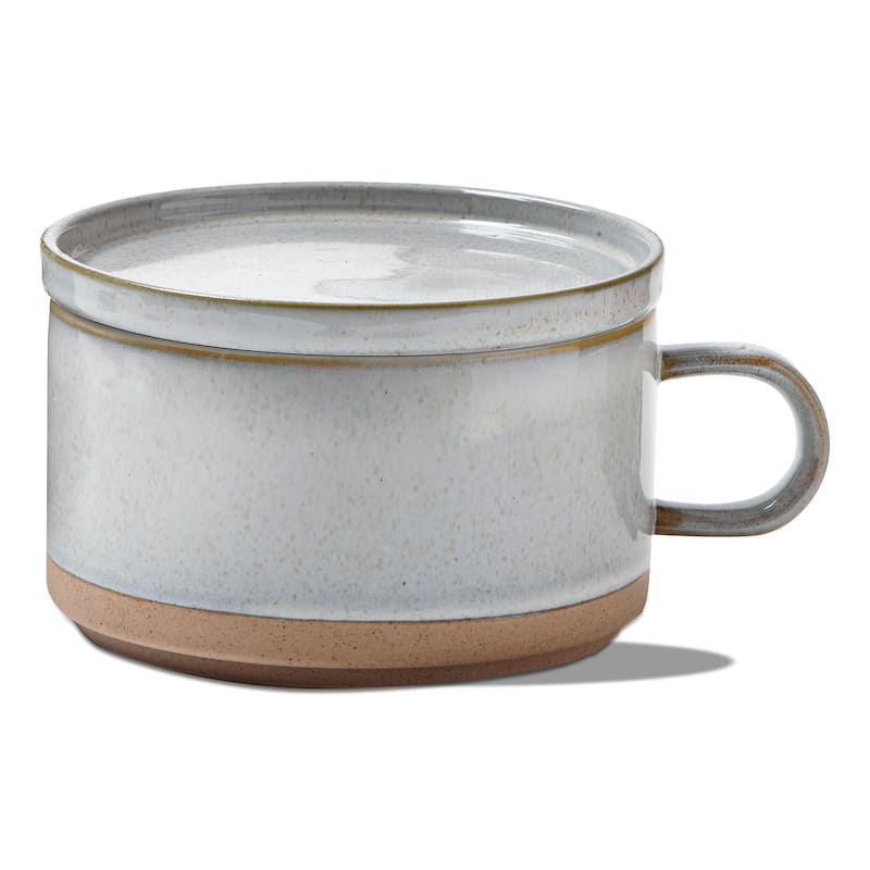Stacking Soup Mug with Lid 20oz Ceramic White Multi Dishwasher Safe Perfect for Christmas 3.5in H x 7in L x 5.5in W