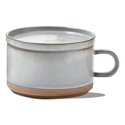 Stacking Soup Mug with Lid 20oz Ceramic White Multi Dishwasher Safe Perfect for Christmas 3.5in H x 7in L x 5.5in W