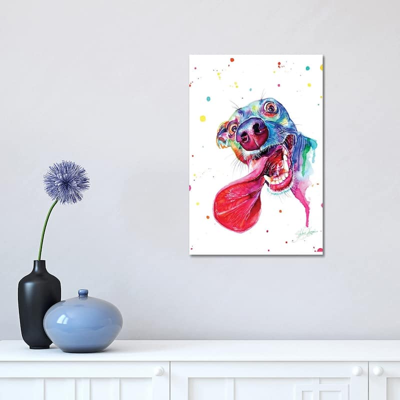 iCanvas "Colorful Happy Dog" by Yubis Guzman Canvas Print - 18x12x1.5
