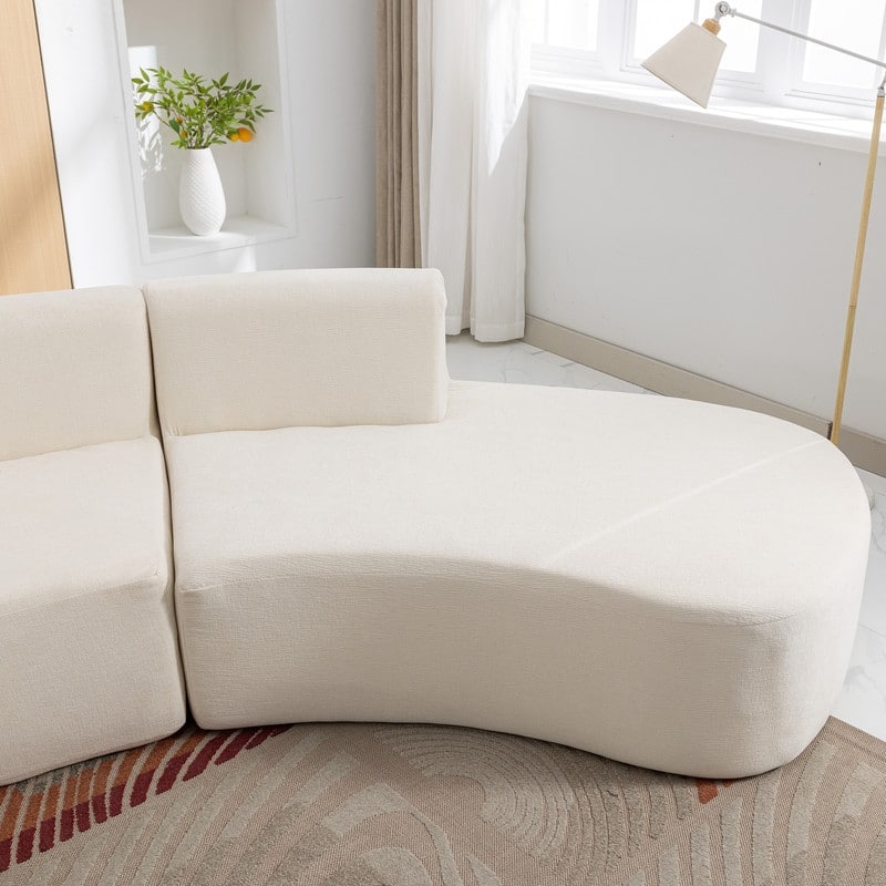 Curved Sofa Sectional Sofa with Three Throw Pillows