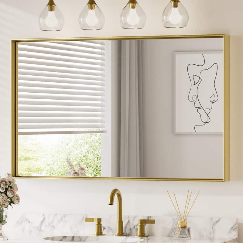 Keonjinn Aluminum Framed Wall Mount Bathroom Vanity Mirror