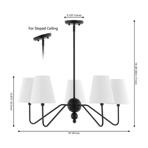 Signe 32" 5-Light Classic Minimalist Iron Inverted Gourd LED Chandelier, Black by JONATHAN Y