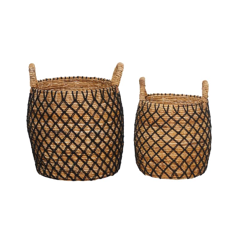 Brown Banana Leaf Coastal Storage Basket (Set of 2)