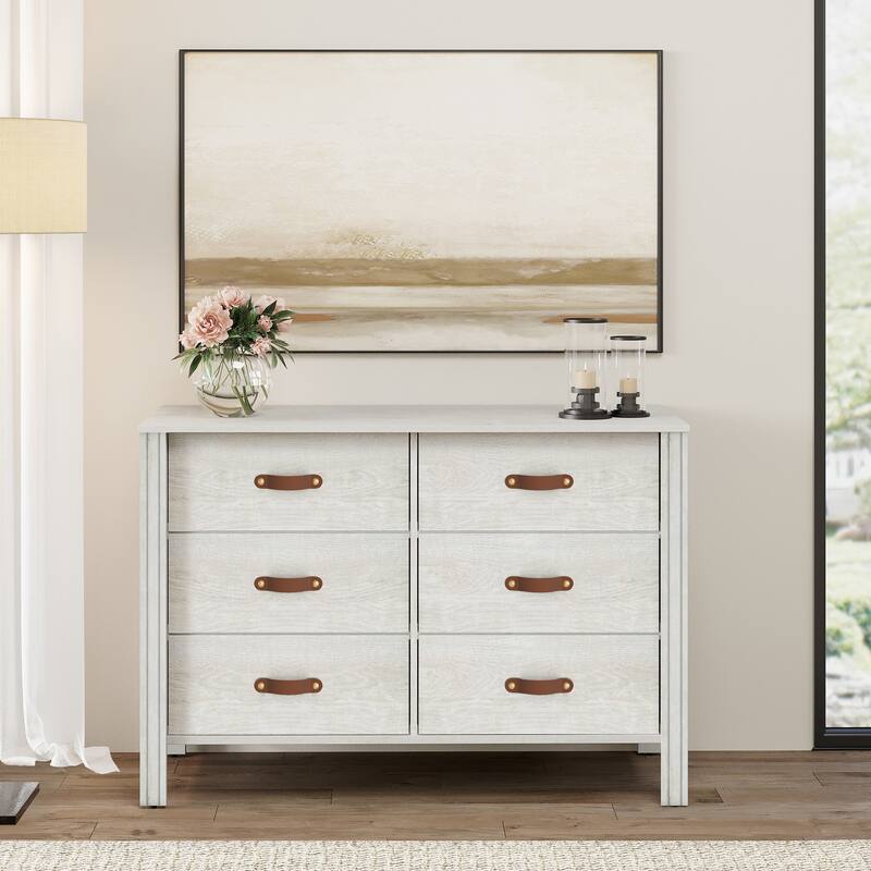 WAMPAT White Dresser for Bedroom, Large Long Dresser with Fabric Drawers, Kids Dressers & Chest of Drawers, - White - 12-drawer