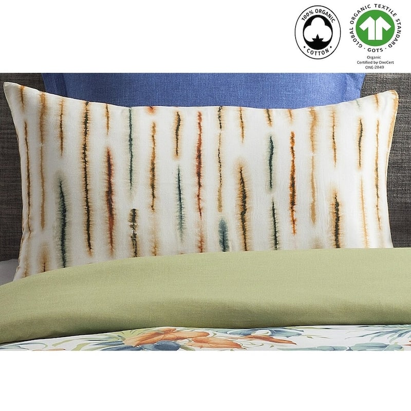 A1HC Reversible Print Organic Cotton Pillow Sham, GOTS Certified, Wrinkle Resistant, Long Staple Cotton, 21" x 30" (Set Of 2)