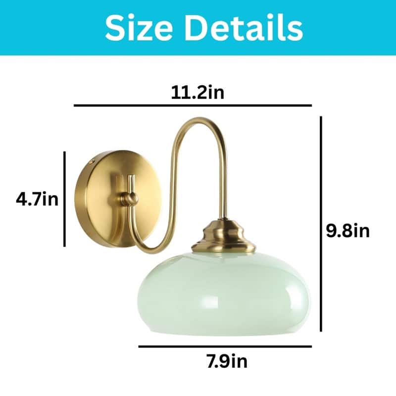 1 Light wall sconce green wall lighting glass, metal bedroom wall lighting