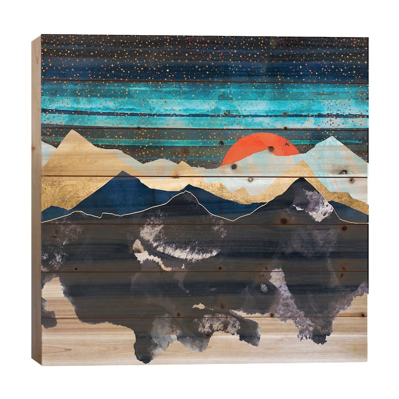 Amber Moon Print On Wood by SpaceFrog Designs - Multi-Color - 26x26x1.5