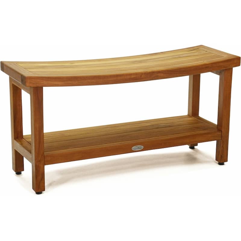 Patented Sumba Teak Shower Bench with Shelf - Teak Oil - 36" with Shelf