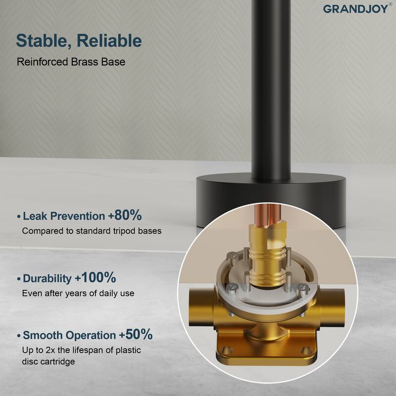 GRANDJOY 1-Handle Freestanding Tub Faucet with Integrated Hand Shower