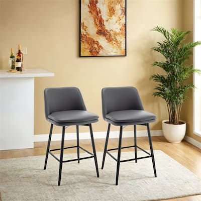 Counter Height Swivel Bar Stools,Upholstered Barstools,2 PCS