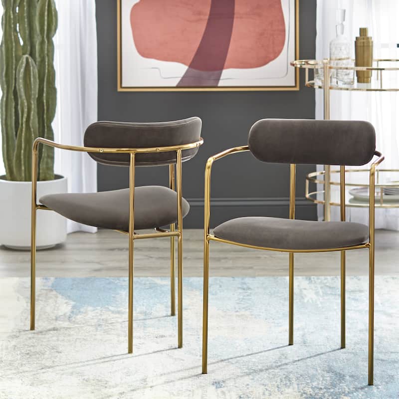 Simple Living Retro Velvet Dining Arm Chair (Set of 2)